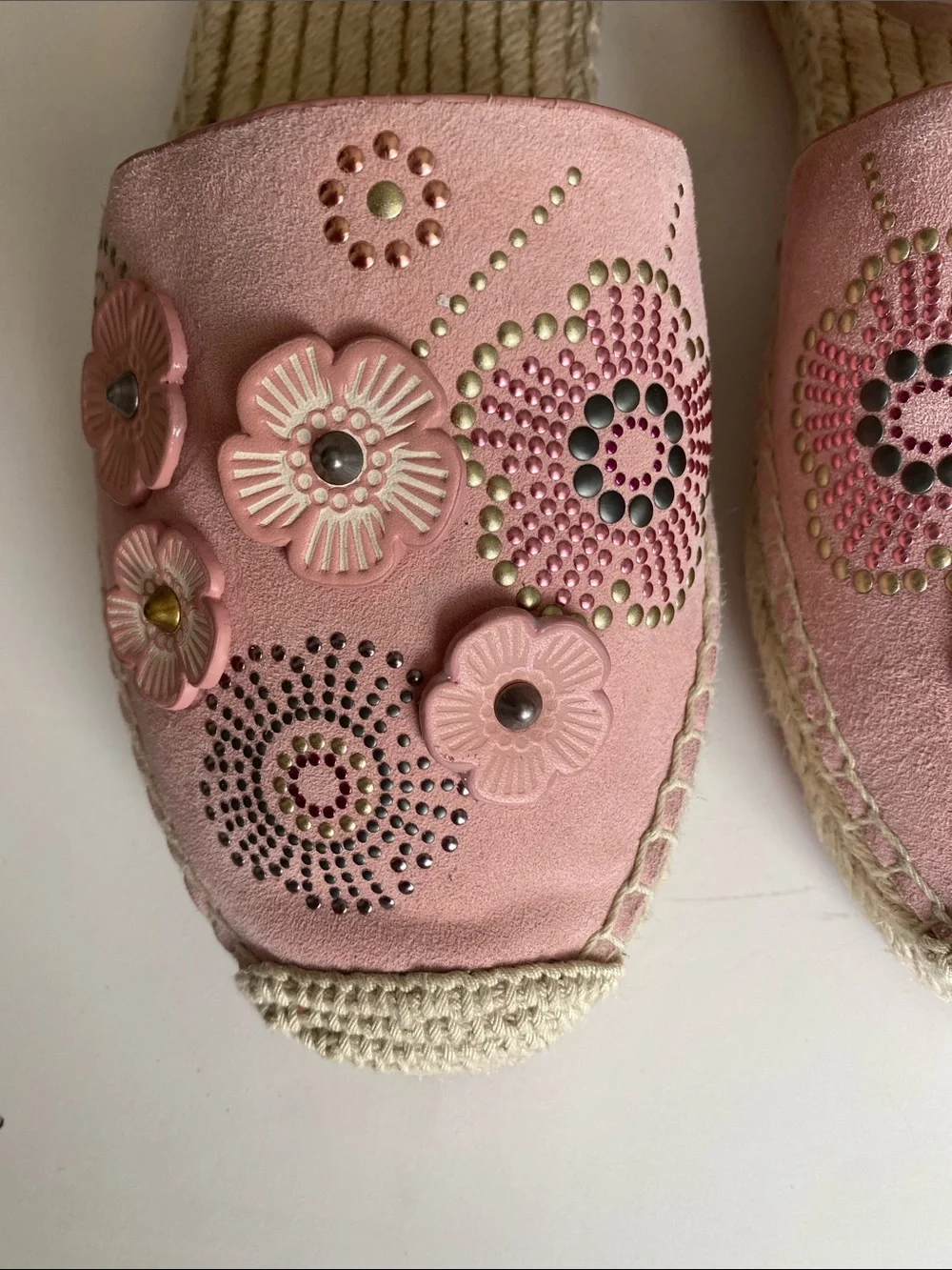 NWOT Coach Tea Rose Suede Espadrilles Size 8